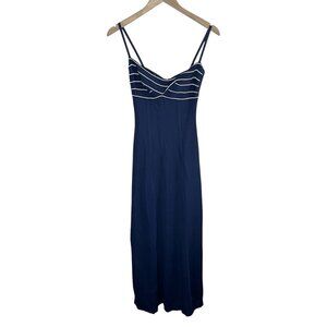 Herve Leger 90s Navy Blue Bandeau Top Stretch Bodycon Maxi Dress S
